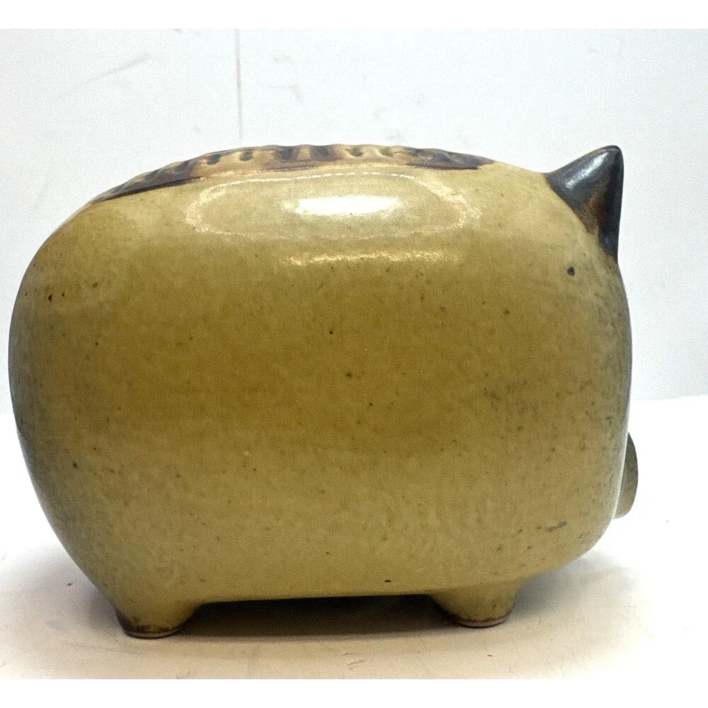 Art Pottery Stoneware Speckled Piggy Bank Money Saver No Stopper Vintage